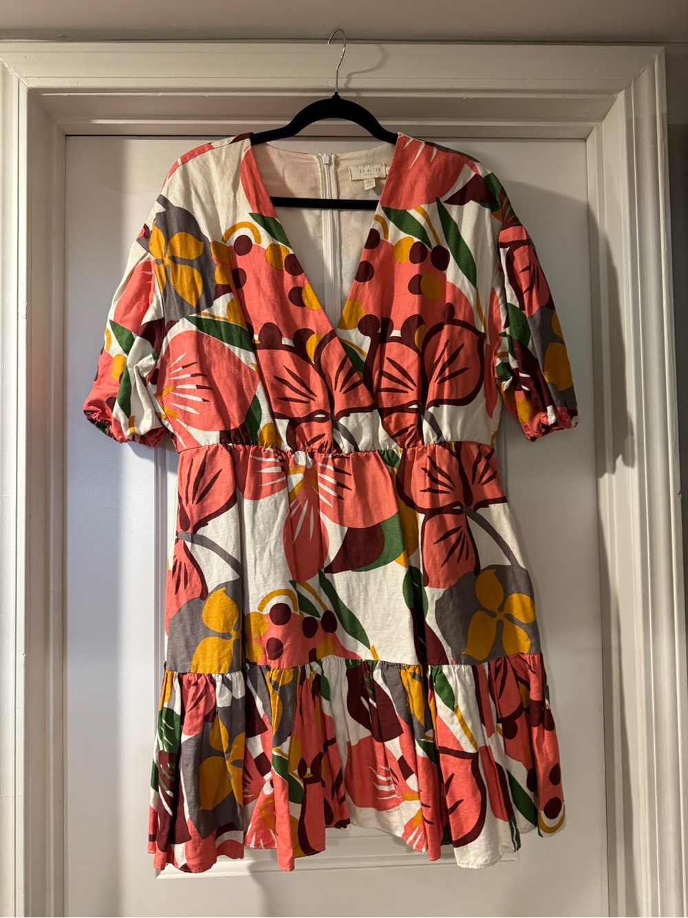 Ted Baker Coral Multi Floral Wrap Mini Dress
